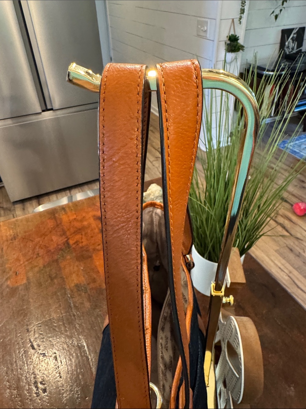 Michael Kors Navy Denim Tote with Tan Leather Trim - Picture 12 of 14